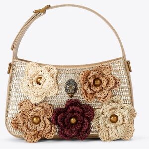 Kurt Geiger Beige Floral Woven Shoulder Bag
